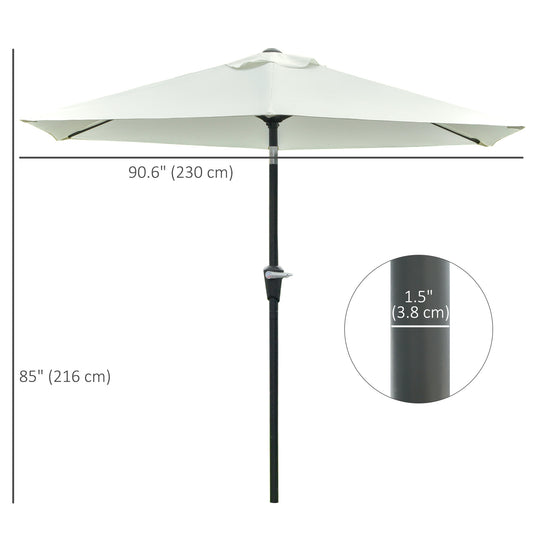 Outsunny Patio Sun Umbrella, Outdoor Parasol with 6 Ribs, Cream White