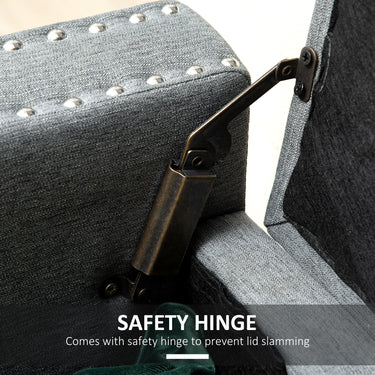 HOMCOM Upholstered Flip Top Storage Bench Fabric Ottoman for Bedroom, Living room, Light Grey