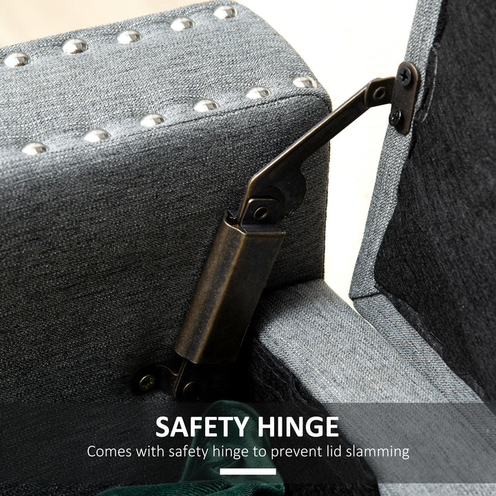 HOMCOM Upholstered Flip Top Storage Bench Fabric Ottoman for Bedroom, Living room, Light Grey