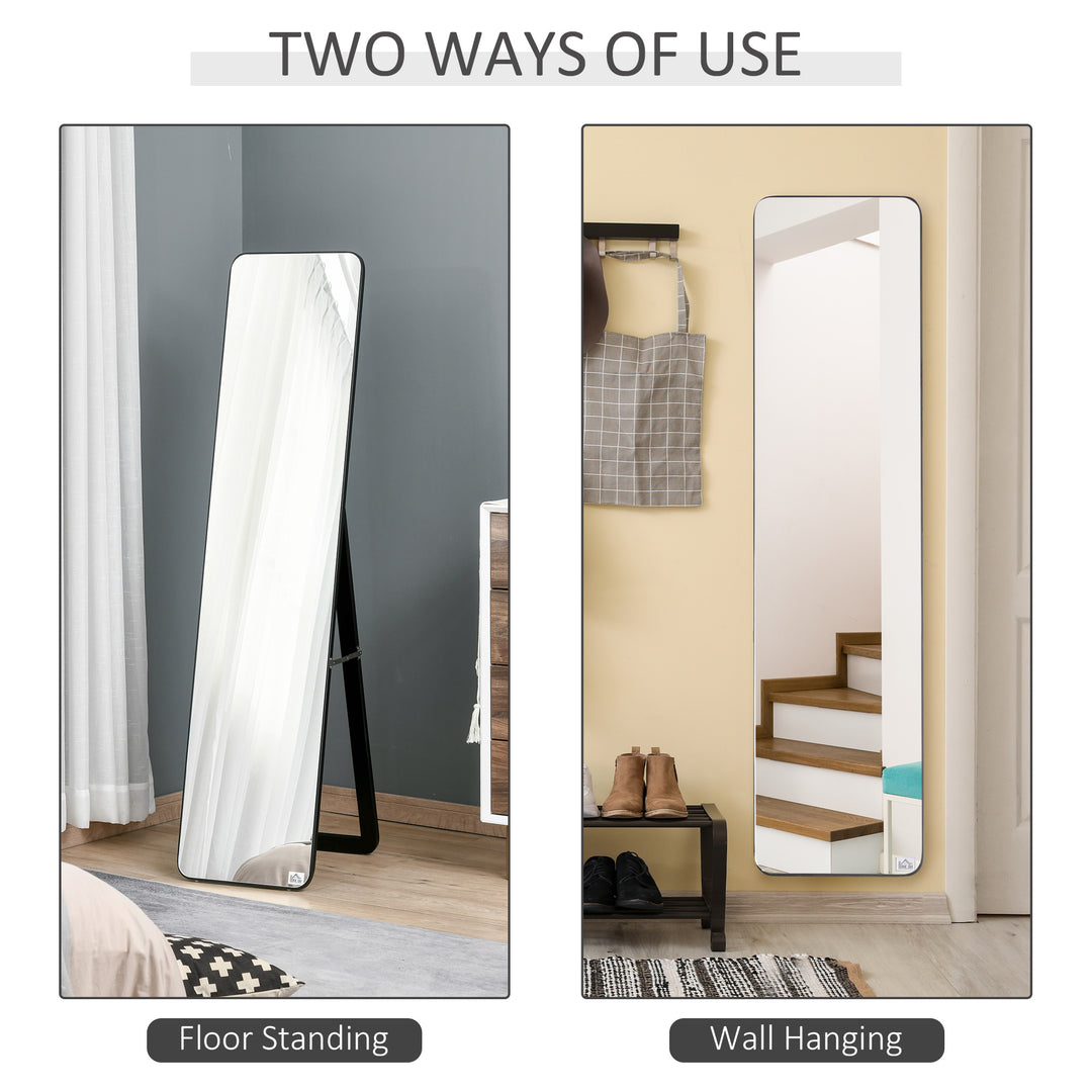 HOMCOM Full Length Mirror for Bedroom, Free Standing Dressing Mirror, Wall Mirror with Wood Frame, 15" x 61", Black