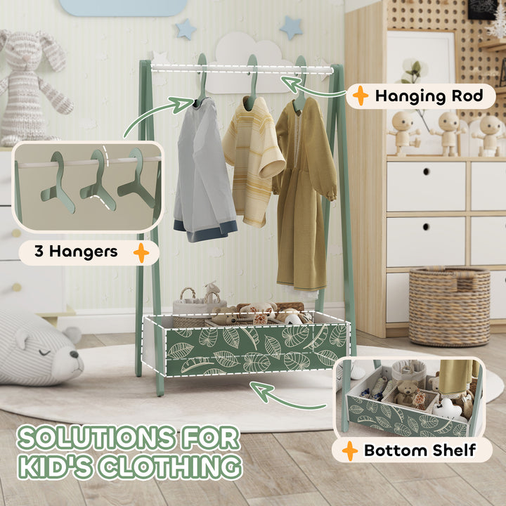 Qaba Kids Clothing Rack with Storage Shelf, Hangers, for Nursery Room, Living Room, Playroom, Pink