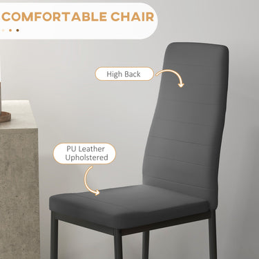 HOMCOM Dining Table Set for 2, Square Kitchen Table and Chairs, Dining Room Table and PU Leather Upholstered Chairs, Grey