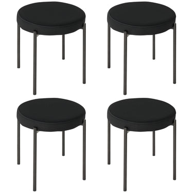 HOMCOM Backless Round Dining Chairs, Modern Stacking Stools Set of 4, Kitchen Chairs with Metal Legs, Black