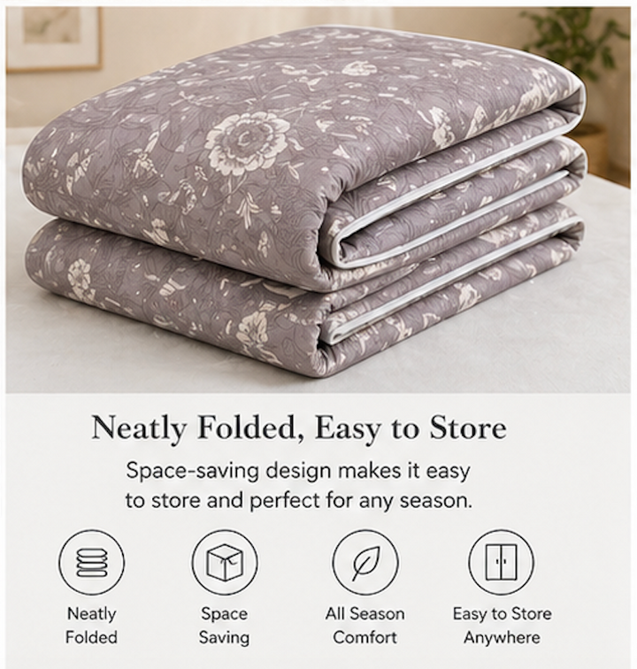 Aarniva Breathable Polyester Comforter Set | King/Queen | 250 GSM | Ultra-Soft & Cozy | Flowers pattern | Includes 2 Pillow Covers