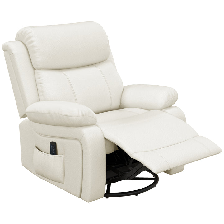 HOMCOM PU Leather Reclining Chair with Vibration Massage Recliner, Swivel Base, Rocking Function, Remote Control, Black