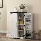 HOMCOM Farmhouse Kitchen Pantry Storage Cabinet, Kitchen Pantry Cabinet with Doors and Adjustable Shelves, White