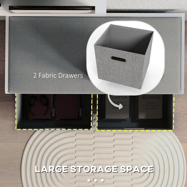 HOMCOM Shoe Storage Bench with Seat, Entryway Bench Seat with Cushion, 2 Fabric Drawers for Hallway, White