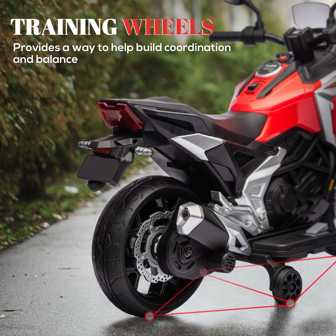 Qaba Honda Licensed 12V Ride on Motorbike for Kids with Headlights Music Training Wheels, for 3-6 Years, Blue