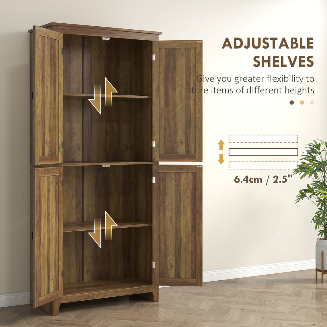 HOMCOM 72" Freestanding Storage Cabinet, Kitchen Pantry Cabinet with Doors and Shelves for Dining Room, Natural