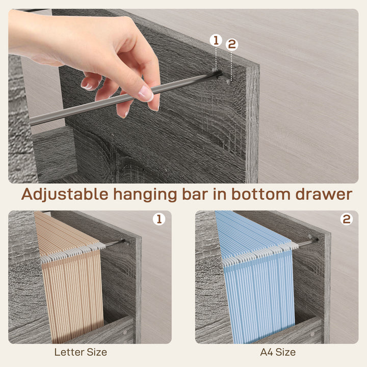 HOMCOM Mobile Printer Stand with Charging Station USB Ports Locking Filing Cabinet for A4 Letter Size Grey