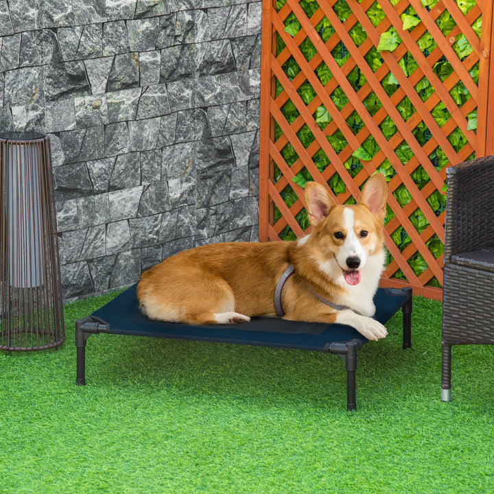 PawHut Elevated Dog Bed, Raised Dog Cot for M Sized Dogs, Indoor & Outdoor, 30" x 24" x 7", Blue
