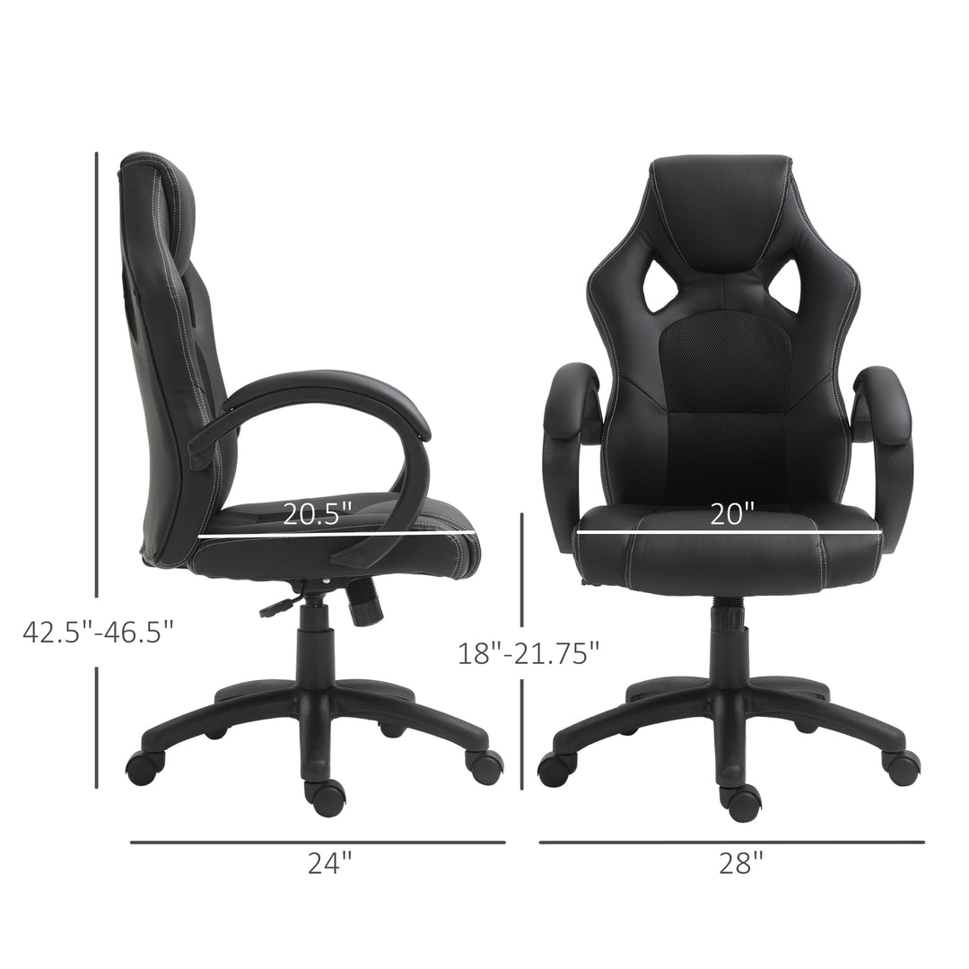 HOMCOM Racing Gaming Chair Office Chair Computer Desk Gamer Chair with Swivel Wheels, Padded Headrest, Tilt Function, Black