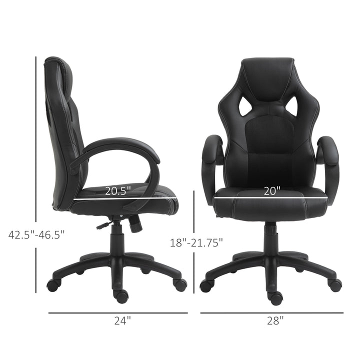 HOMCOM Racing Gaming Chair Office Chair Computer Desk Gamer Chair with Swivel Wheels, Padded Headrest, Tilt Function, Black