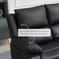HOMCOM Double Reclining Loveseat, PU Leather Manual Recliner Sofa Chair with Pullback Control Footrest for Living Room, Black