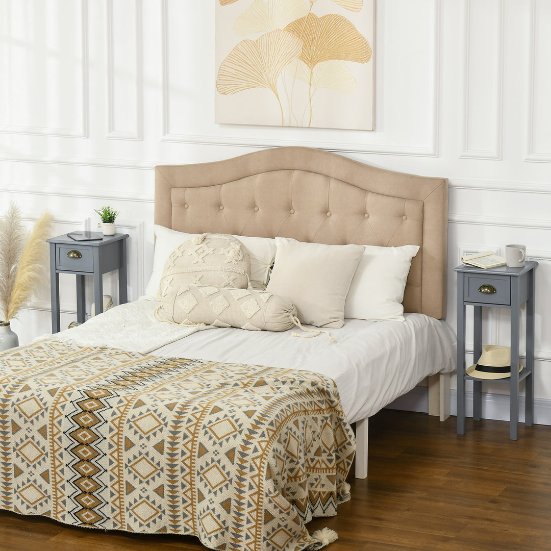 HOMCOM 2 Tier Side Table, Set of 2, Narrow Tall End Table with Drawer and Shelf, Slim Wooden Nightstand for Living Room, Bedroom, Hallway, White