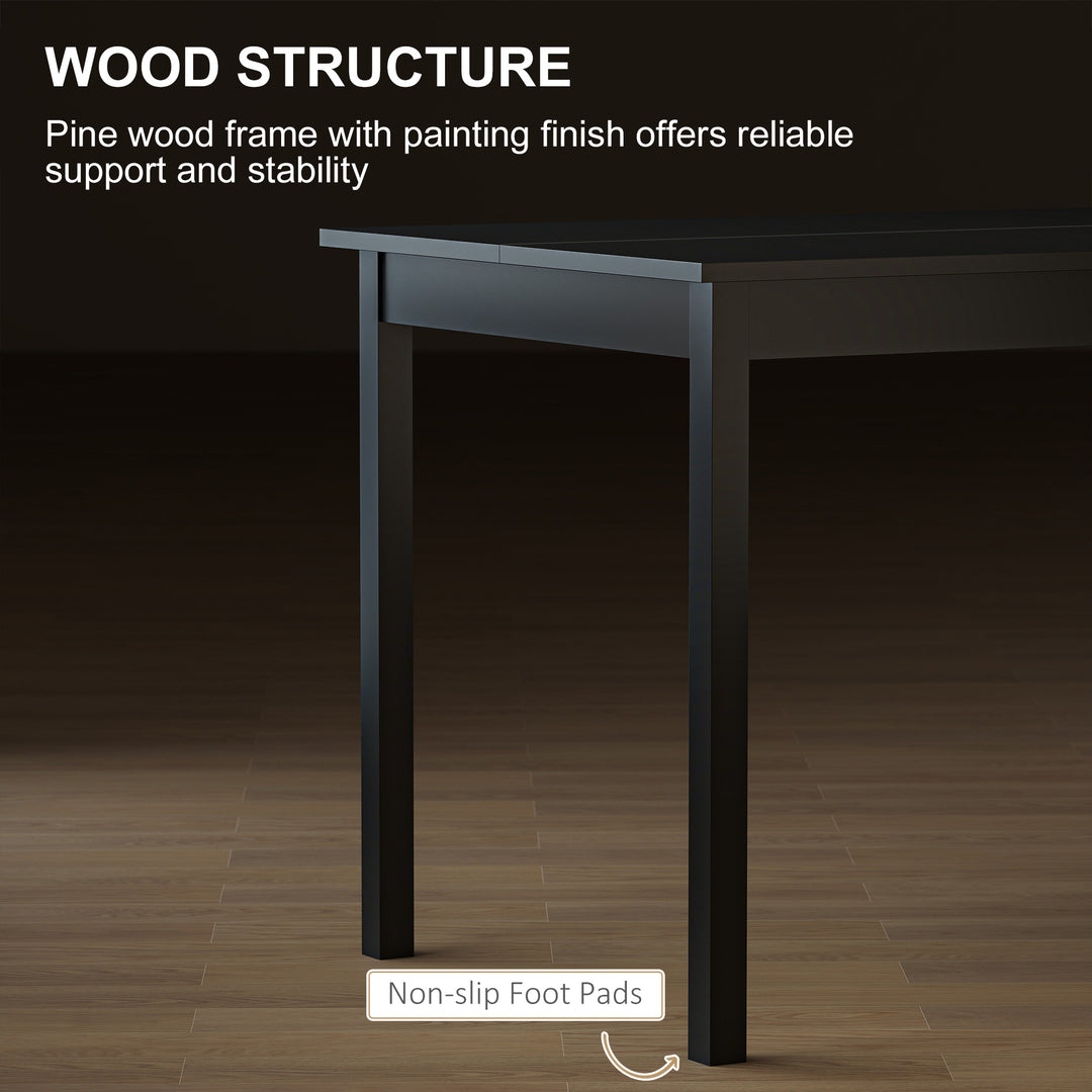 HOMCOM 47" x 30" Dining Table, Farmhouse Dining Room Table with Pine Wood Frame, Space Saving Kitchen Table, Black