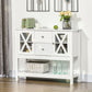 HOMCOM Modern Sideboard, Glass Door Buffet Cabinet with Storage Drawers and Adjustable Shelves, Console Table for Living Room, Kitchen, Entryway, White