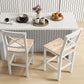 HOMCOM Counter Height Stools Set of 2, Farmhouse Bar Stools with Backs, Solid Wood Counter Stools for Kitchen Island