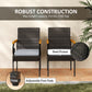 Outsunny Set of 2 Rattan Outdoor Dining Chairs, Wicker Patio Chairs with Removable Cushion, Acacia Wood Armrests, Light Grey