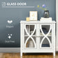 HOMCOM Kitchen Sideboard, Glass Door Buffet Cabinet, Bathroom Storage Cabinet with Adjustable Storage Shelf for Dining Room, Living Room, White
