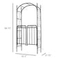 Outsunny 7.2FT Metal Garden Arbor Arch with Double Doors, 2 Side Planter Baskets, Climbing Vine Frame, Black