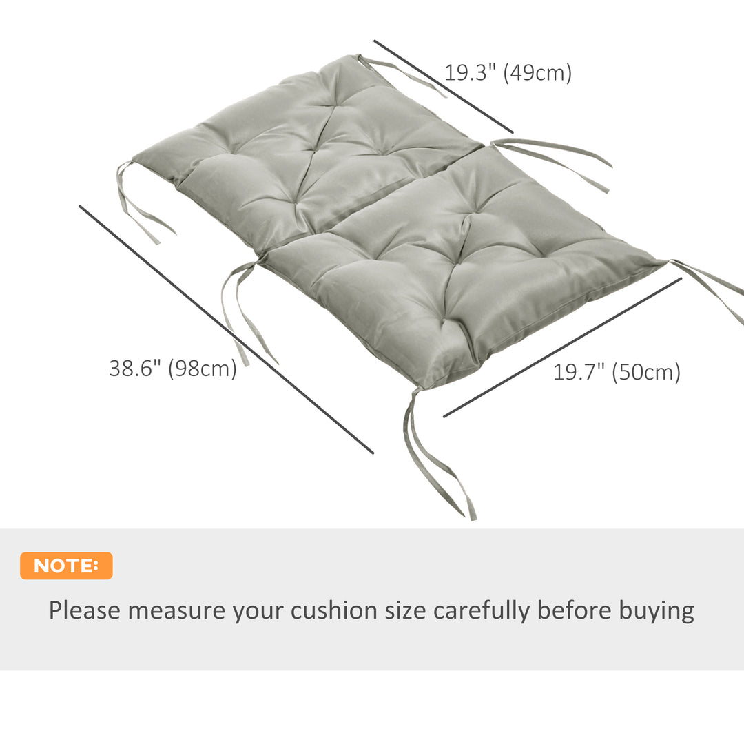 Outsunny Patio Chair Cushions Set of 2, 39" x 20" x 3" Outdoor Tufted Cushion Set with Ties for Indoor Outdoor Garden Furniture, Dark Grey