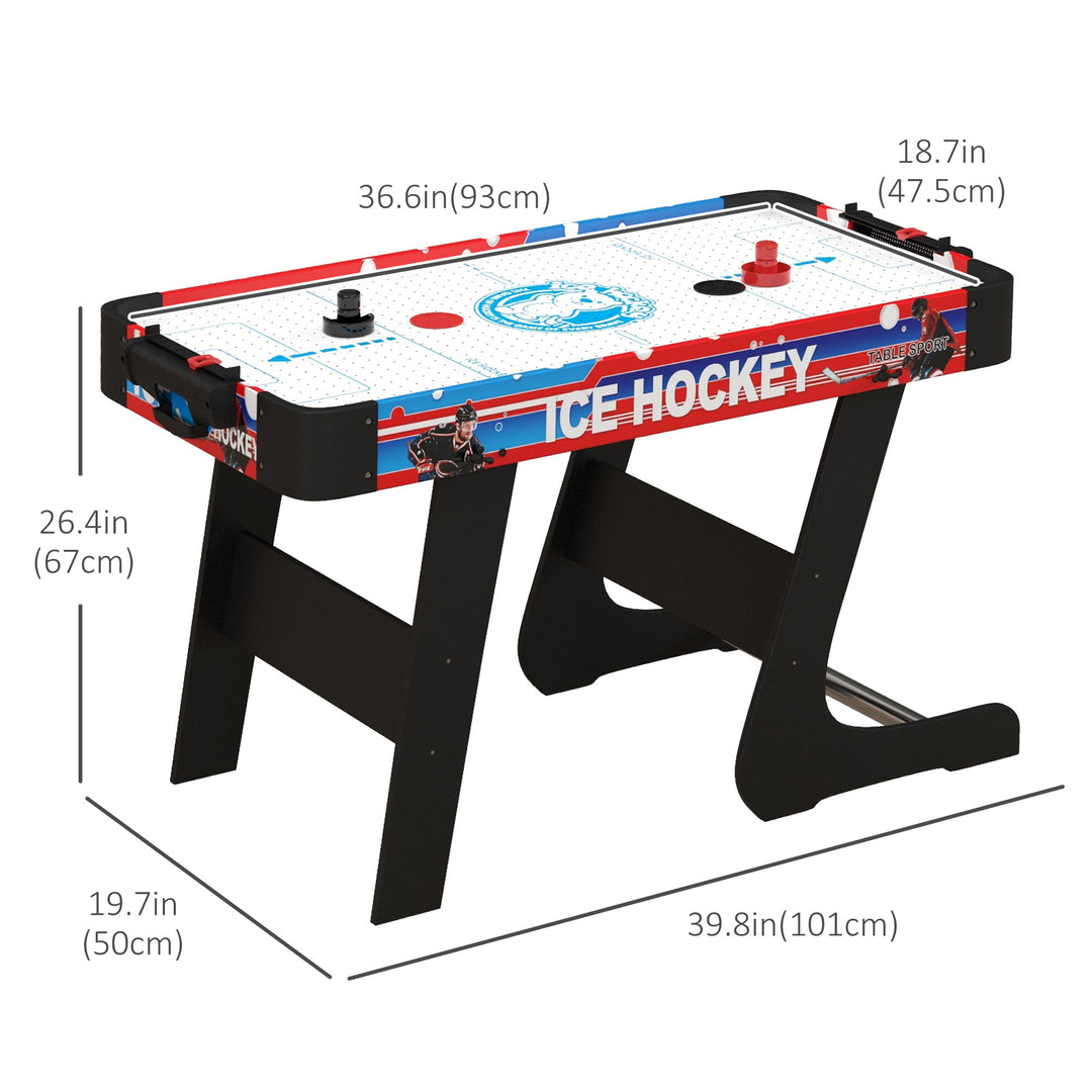Soozier Folding Air Hockey Table 40" Arcade Table with 2 Pucks, 2 Pushers, Scoreboard for Family Game Room, Living Room, White
