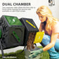 Outsunny Rotating Composter, Dual Chamber Compost Bin with 24 Vents and Steel Legs, 34.5 Gallon, Brown