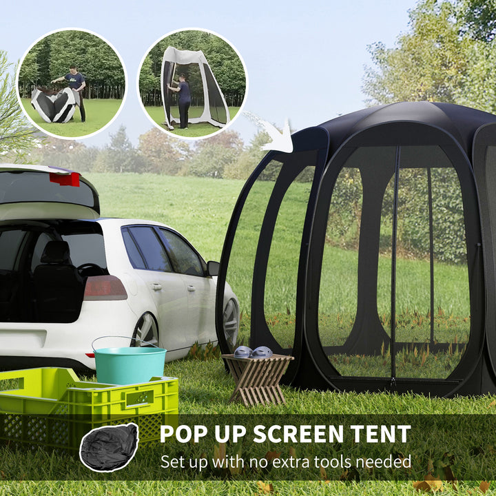 Outsunny 11' x 11.5' Screen Tent, Pop Up Camping Gazebo with Portable Carry Bag and 2 Doors, Cream White