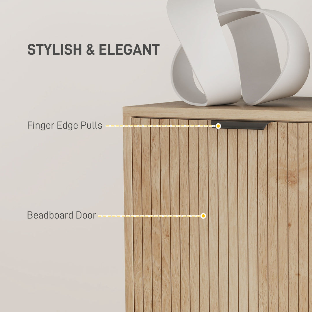 HOMCOM Accent Cabinet with Doors & Adjustable Shelf, Freestanding Storage Cabinet with Wood Legs for Living Room, Oak