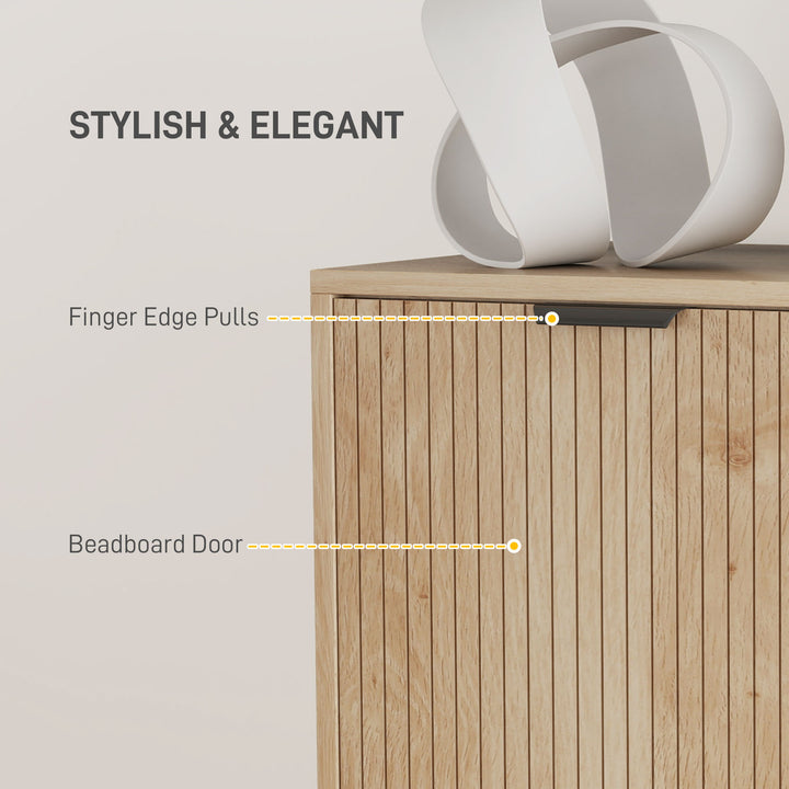 HOMCOM Accent Cabinet with Doors & Adjustable Shelf, Freestanding Storage Cabinet with Wood Legs for Living Room, Oak