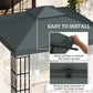 Outsunny 10' x 10' Square 2-Tier Gazebo Canopy Replacement Top Cover Outdoor Garden Sun Shade, Charcoal Grey