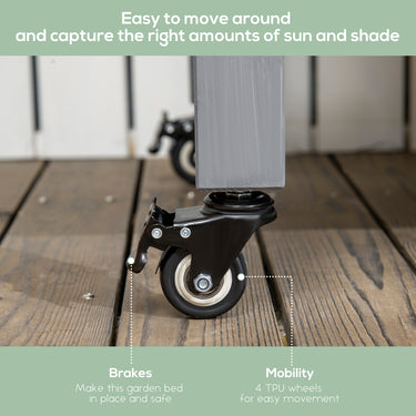 Outsunny Mobile Raised Garden Bed Elevated Wood Planter Box w/ Lockable Wheels, Storage Shelf  for Herbs Vegetables, Dark Grey