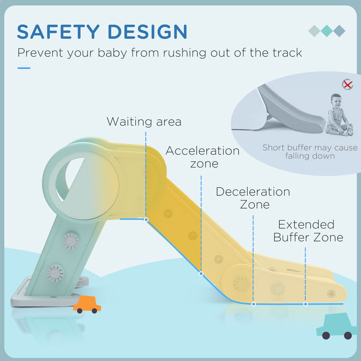 Qaba Toddler Slide Indoor, Foldable Kids Slide for Boys Girls 1.5-3 Years Old, Green