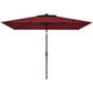 Outsunny 6' x 10' Patio Umbrella with 22 LED Solar Lights and Tilt, Rectangular Outdoor Table Umbrella with Crank, Beige