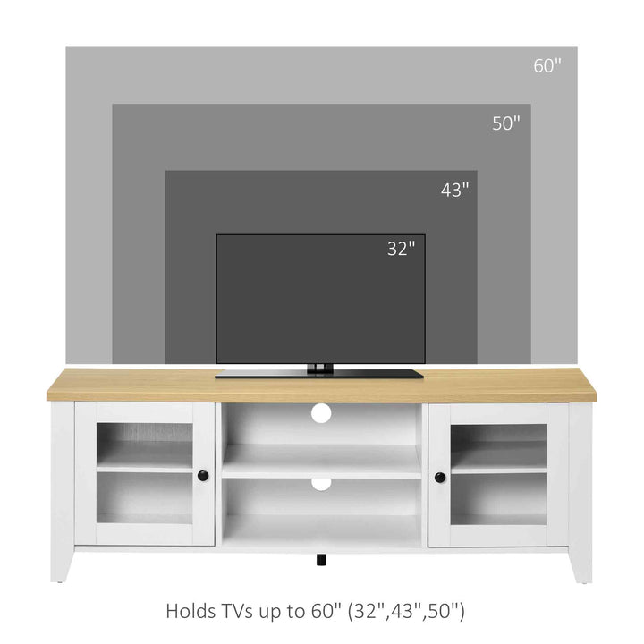 HOMCOM Fireplace TV Stand for TVs up to 60 inches, Wood TV Cabinet w/ Storage Doors or Living Room, Office, Coffee
