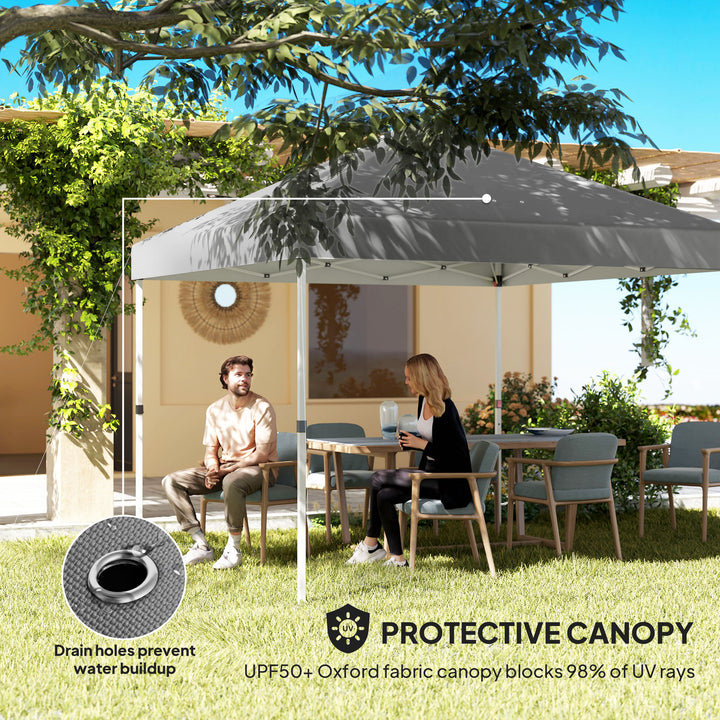 Outsunny 10' x 10' Pop Up Canopy Tent with 2 Half Sidewalls, UV50+ Height Adjustable Instant Sun Shelter, Dark Grey
