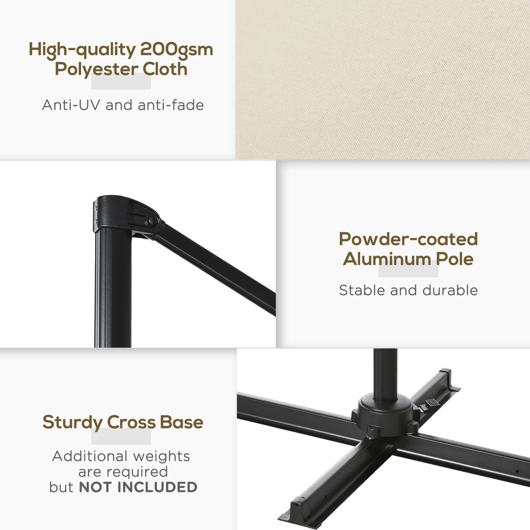 Outsunny 8' x 8' Square Patio Hanging Offset Umbrella with 360° Rotation, Aluminum Outdoor Cantilever Parasol with Crank & Tilt, Sun Canopy Shelter with Cross Base, Wine Red