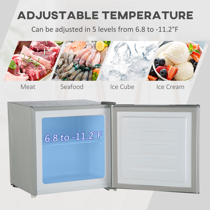 HOMCOM 1.1 Cu. Ft. Mini Freezer, Compact Upright Freezer with Reversible Door, Removable Shelf, Adjustable Temperature, White