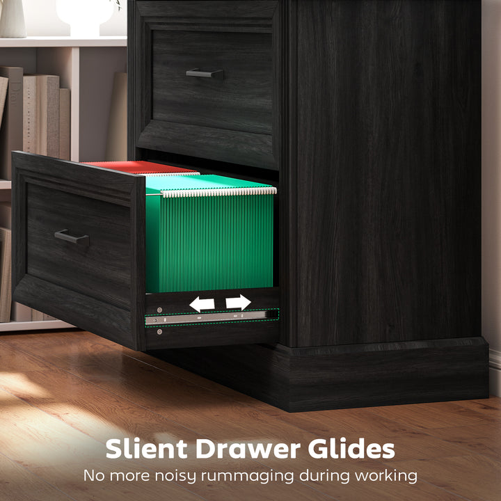 HOMCOM Lateral Filing Cabinet, Farmhouse File Cabinet with 2 Silent Drawers for Letter/A4/Legal Size Files, White