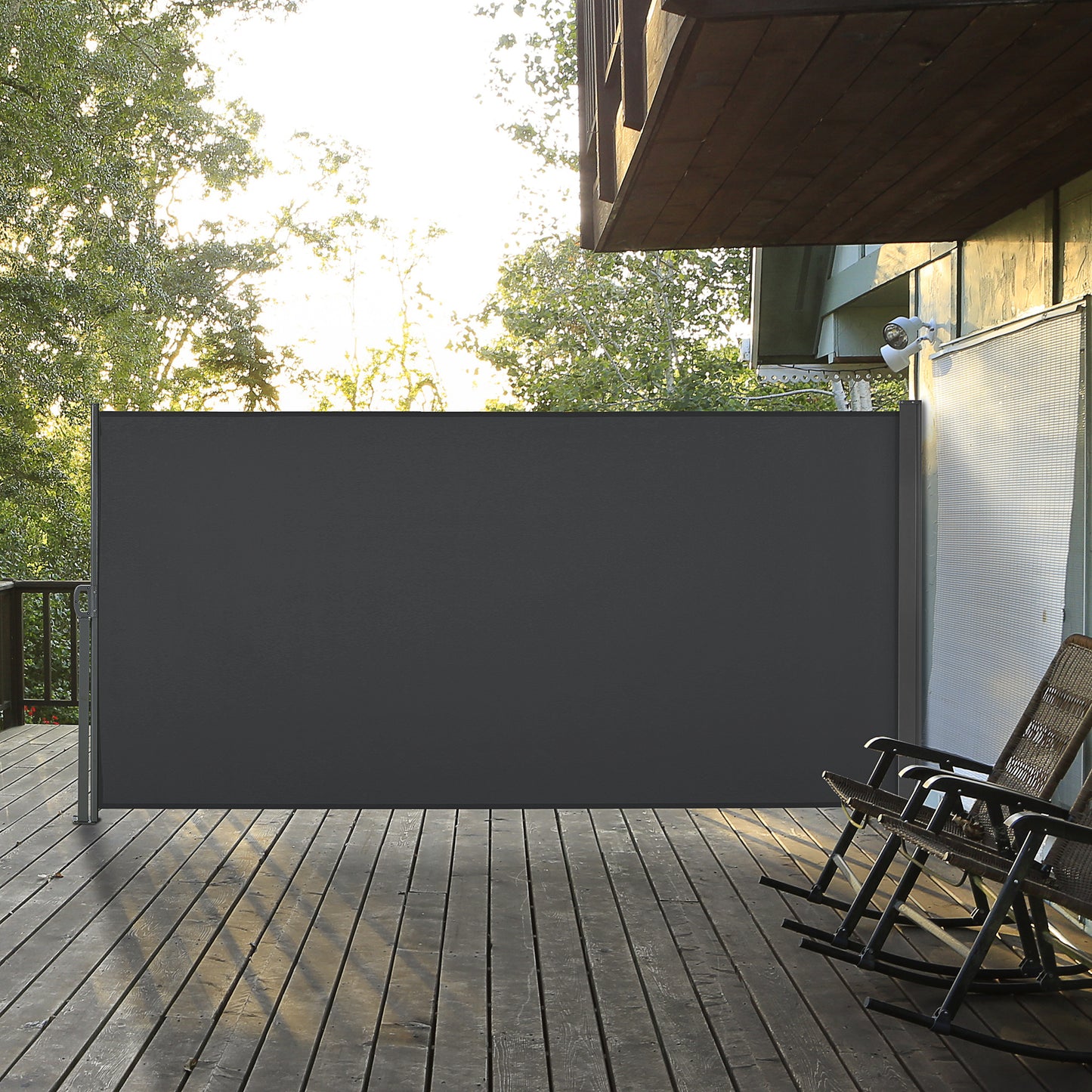 Outsunny 118" x 63" Retractable Side Awning Patio Outdoor Folding Privacy Screen with Resistance to UV Rays & Wind, Grey