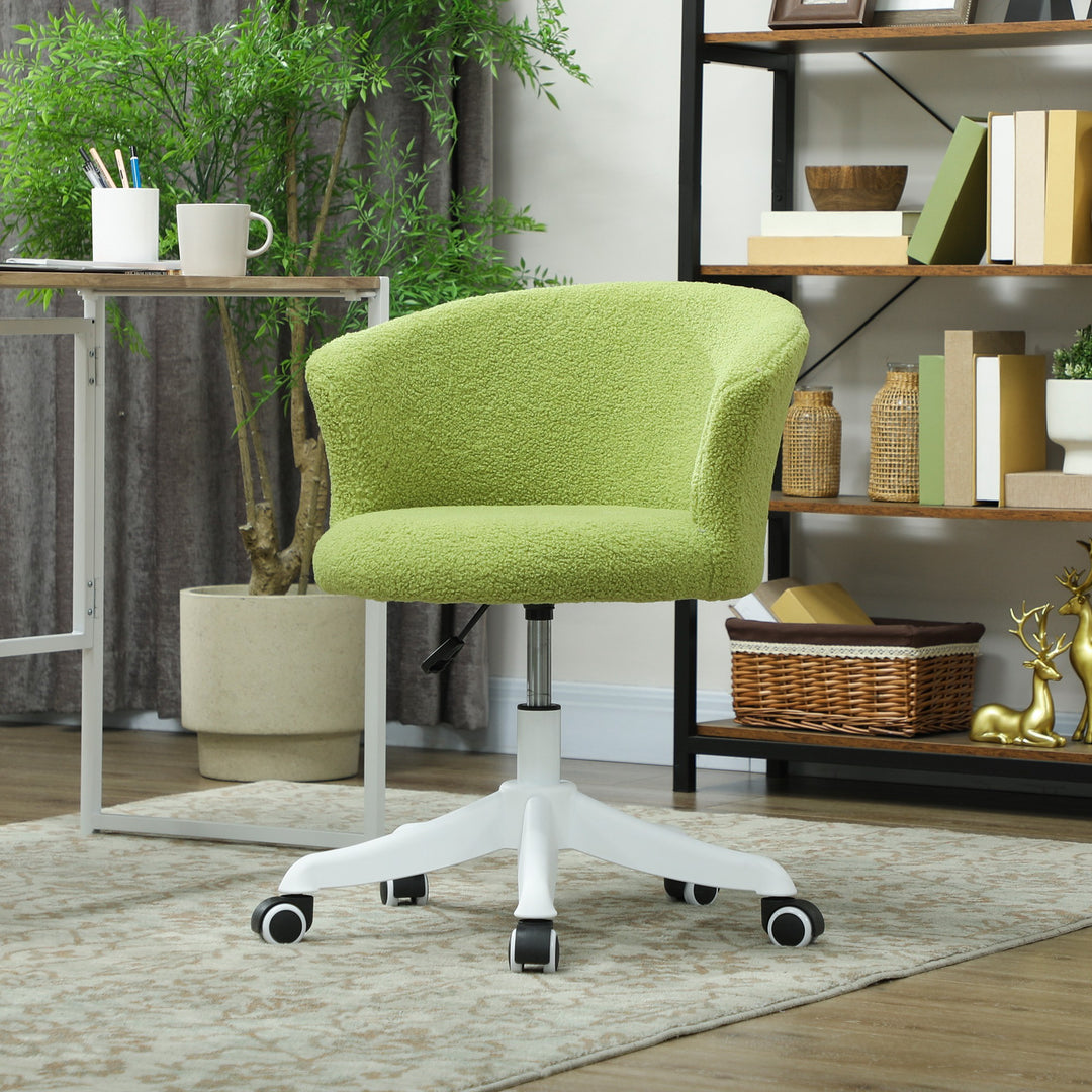 Vinsetto Armless Office Chair, Fluffy Computer Desk Chair with Adjustable Height, Swivel Wheels, Mid Back, White