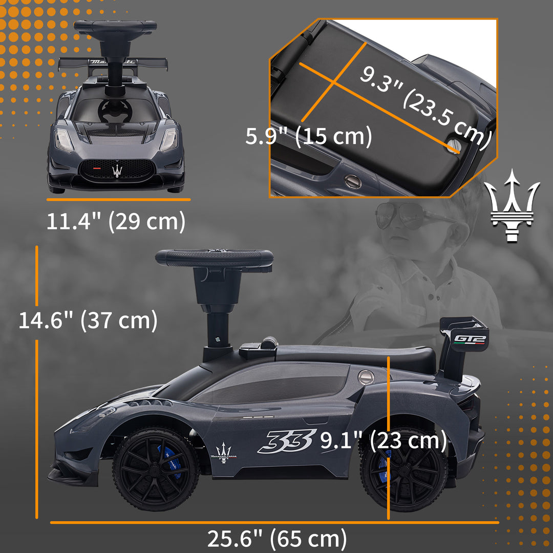 Qaba Licensed Maserati GT2 Baby Sliding Car with Storage, Music, Horn, Foot to Floor Toddler Car for 18-60 Months, Pink