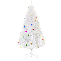 HOMCOM 5.9ft Artificial Christmas Tree Xmas Holidays DÃ©cor with Ornament White
