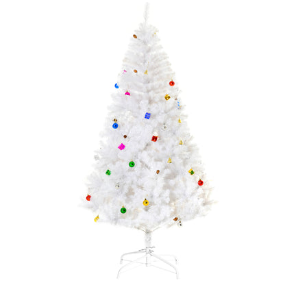 HOMCOM 5.9ft Artificial Christmas Tree Xmas Holidays DÃ©cor with Ornament White