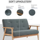 HOMCOM 45" 2 Seat Sofa, Upholstered Two Seater Couch with Rubber Wood Legs for Bedroom, Living Room, Dark Grey