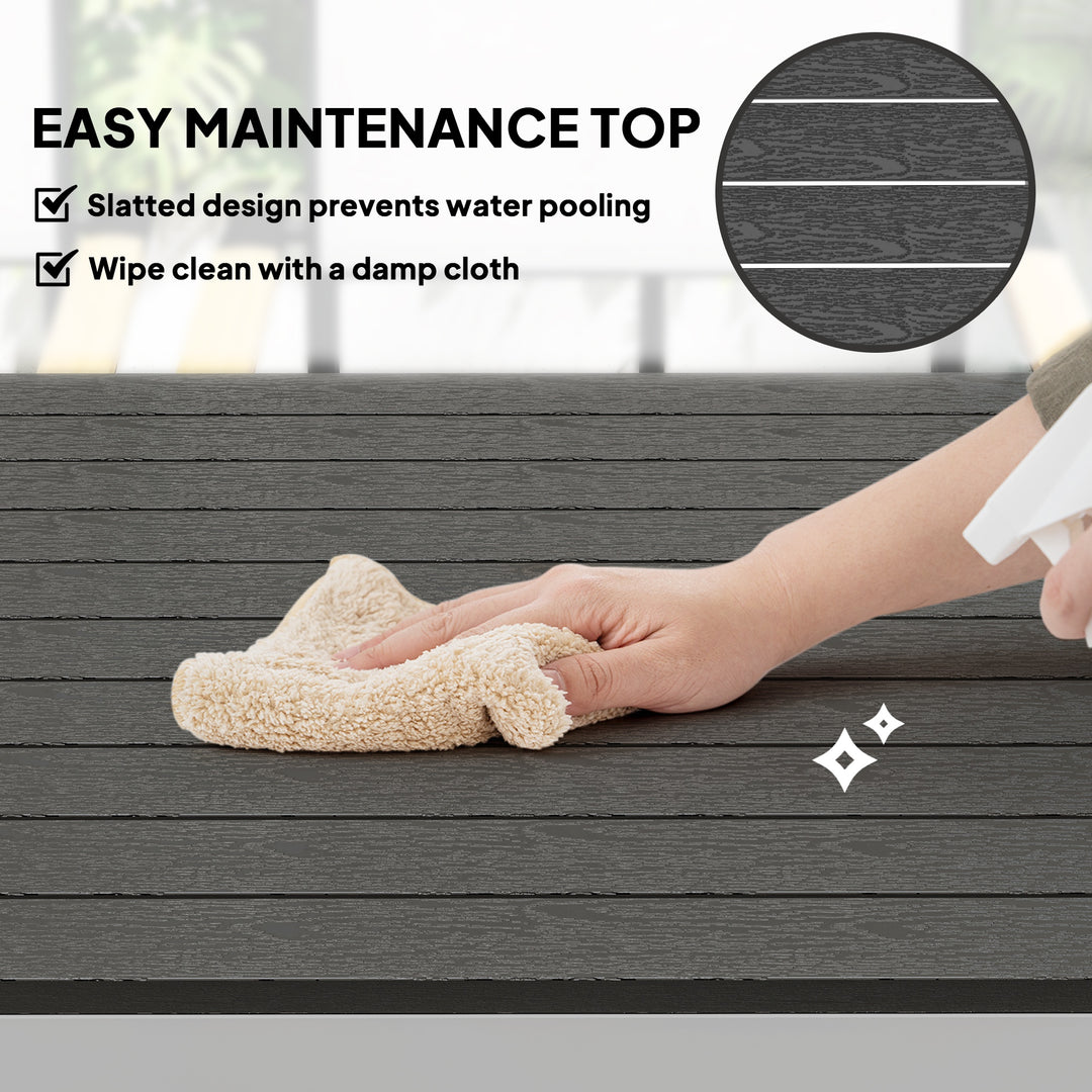 Outsunny Outdoor Dining Table for 4-6 with Easy Maintenance Slatted Top, Rust-Resistant Aluminium Frame, Black