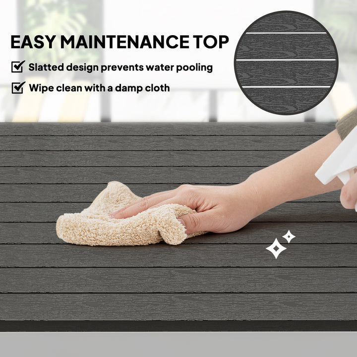 Outsunny Outdoor Dining Table for 4-6 with Easy Maintenance Slatted Top, Rust-Resistant Aluminium Frame, Black