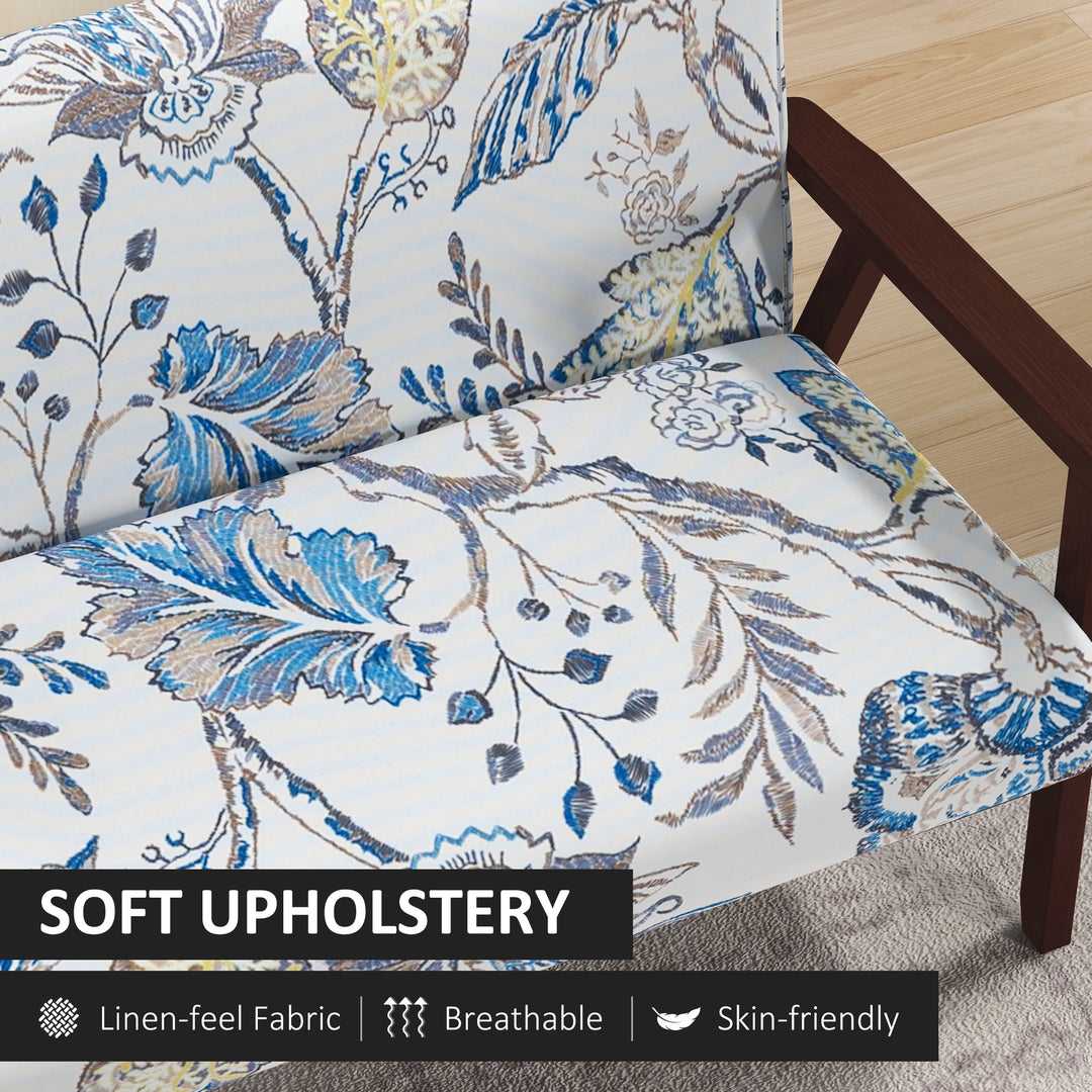 HOMCOM Compact Loveseat Sofa Couch Linen Fabric Double Seat Sofa with Rubber Wood Legs Dark Grey