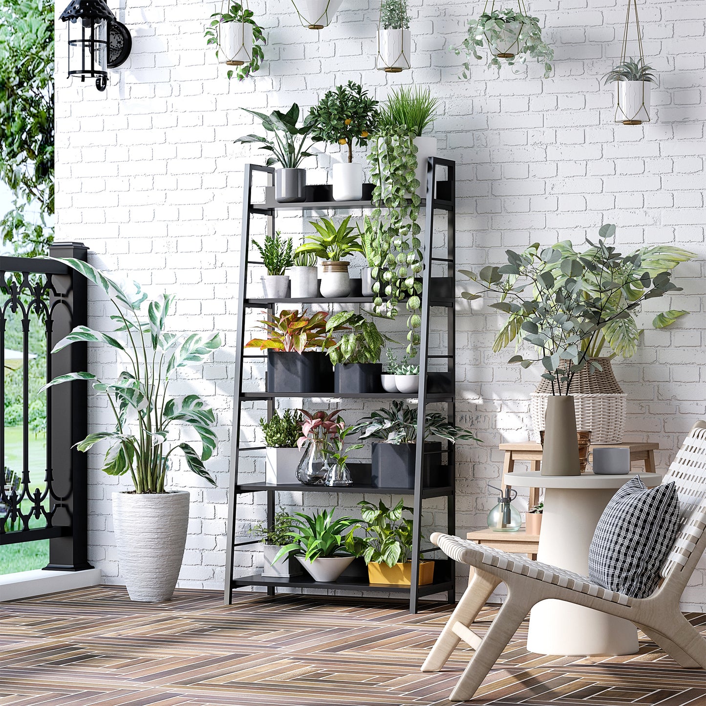 HOMCOM Modern Bookshelf Storage with 5-Tier Wide Shelving, Metal Frame, Wooden Bookcase for Living Room Library Home Furniture, Black
